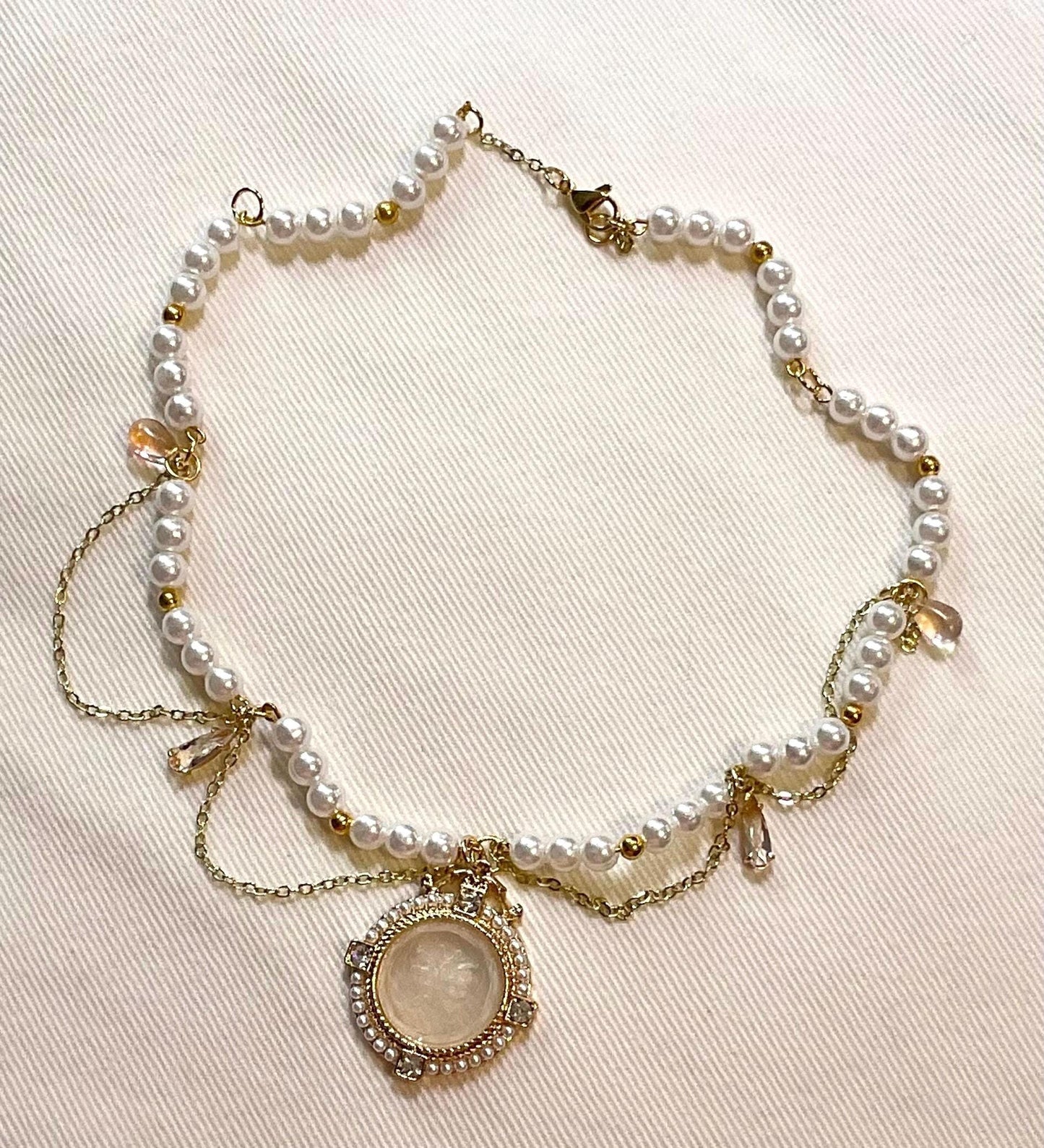 Butterfly Necklace, Coquette Floral Necklace, Handmade Beaded Necklace, Cottagecore necklace, Fairycore Handmade Jewelry, Charm Necklace
