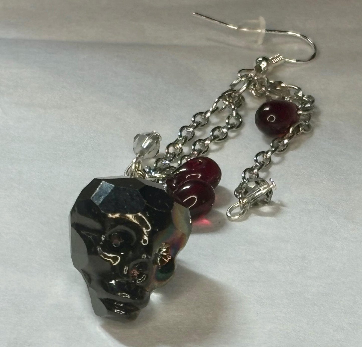 Beaded Skull Earrings, Goth Earrings, Skull Jewelry, Halloween Earrings