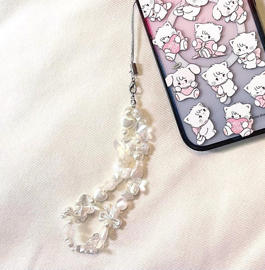 Cute Phone charms/Phone Wrist Strap/Acrylic Pearl Keychain/Cottagecore keychain