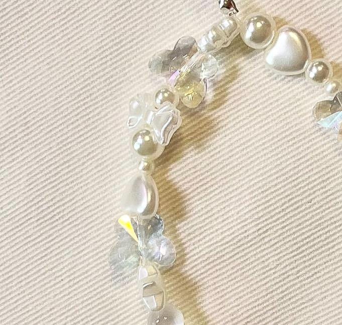 Cute Phone charms/Phone Wrist Strap/Acrylic Pearl Keychain/Cottagecore keychain