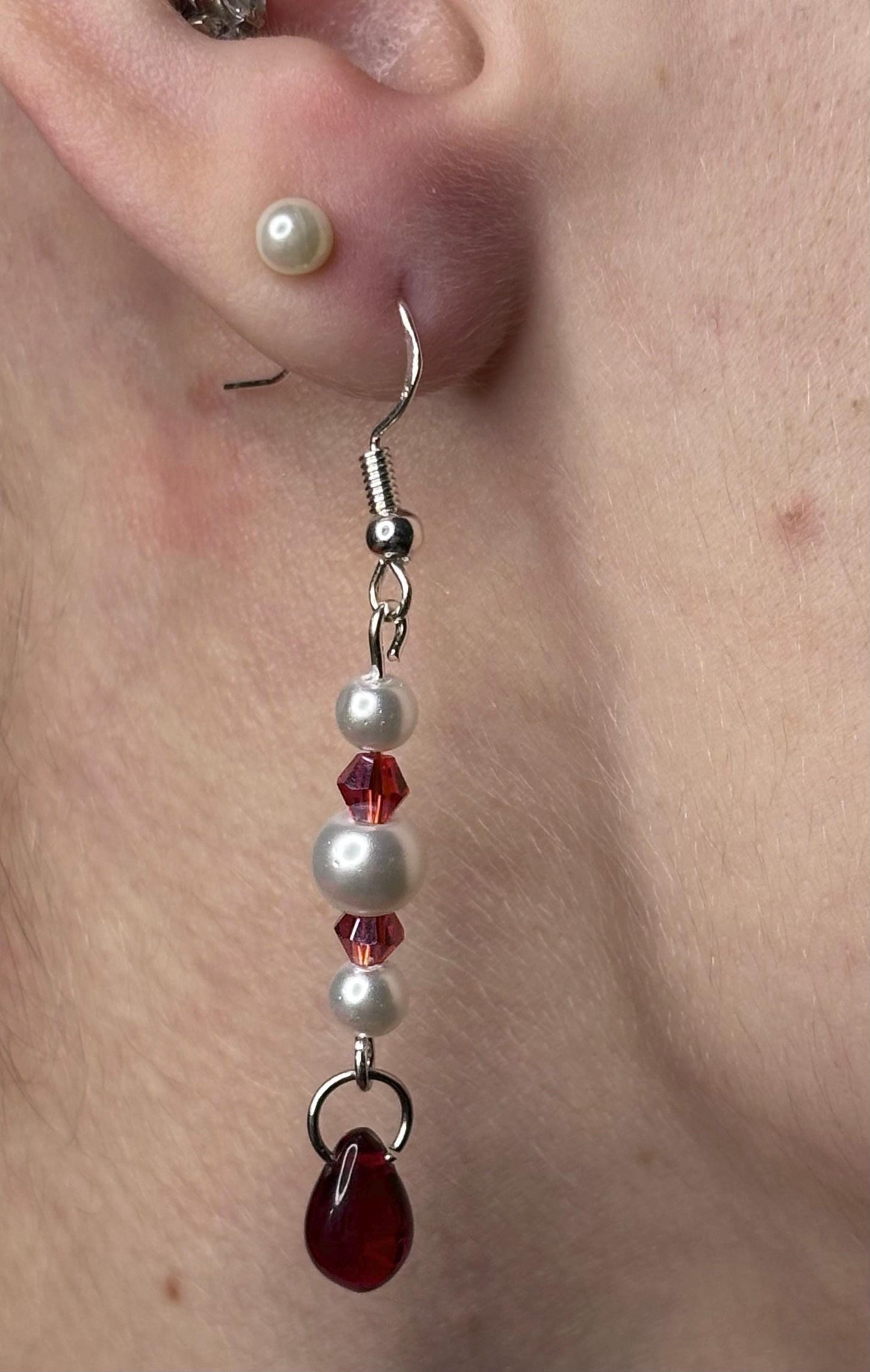 Elegant Red Pearl Dangle Earrings for Women - Chic Jewelry Gift