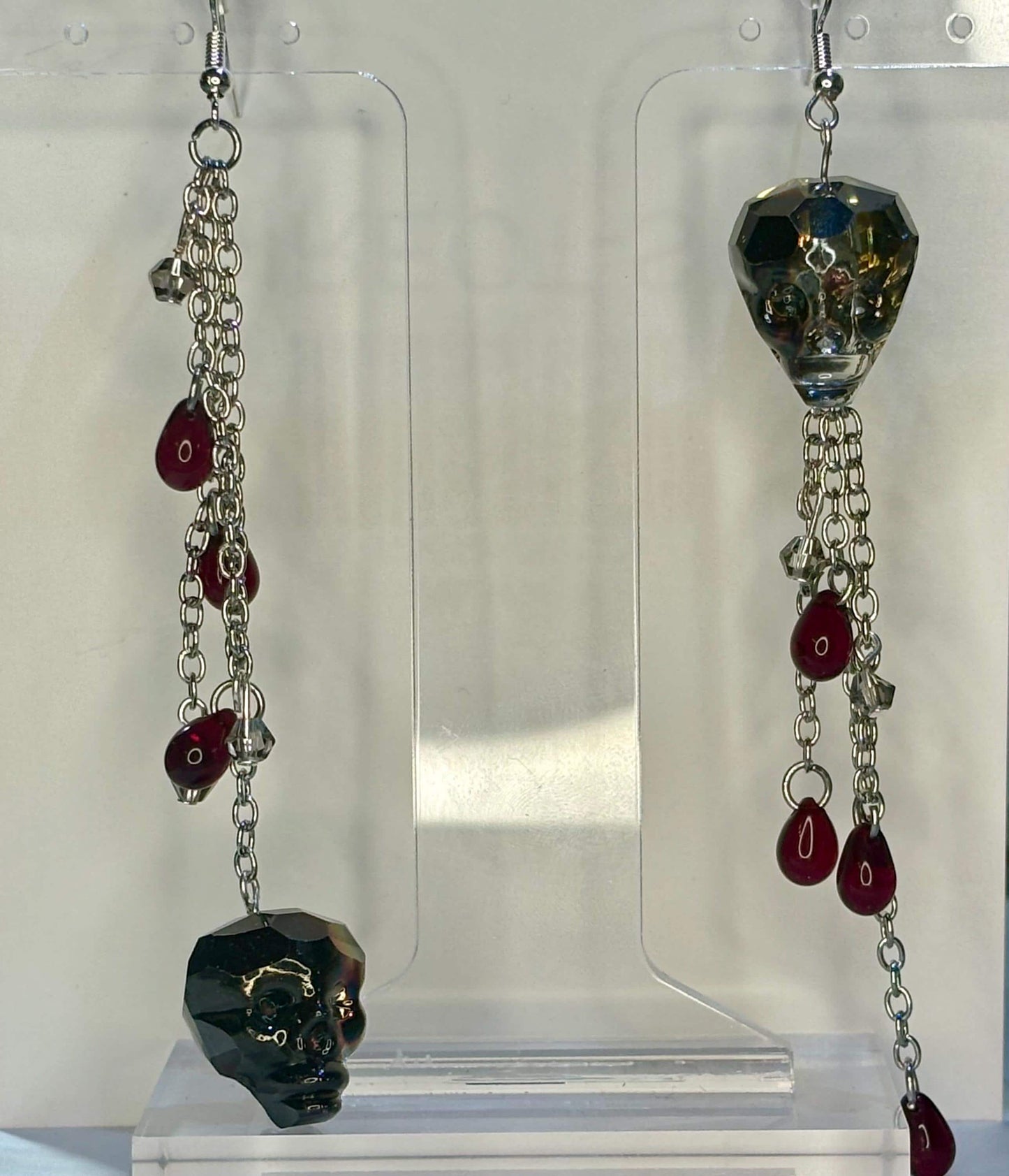 Beaded Skull Earrings, Goth Earrings, Skull Jewelry, Halloween Earrings