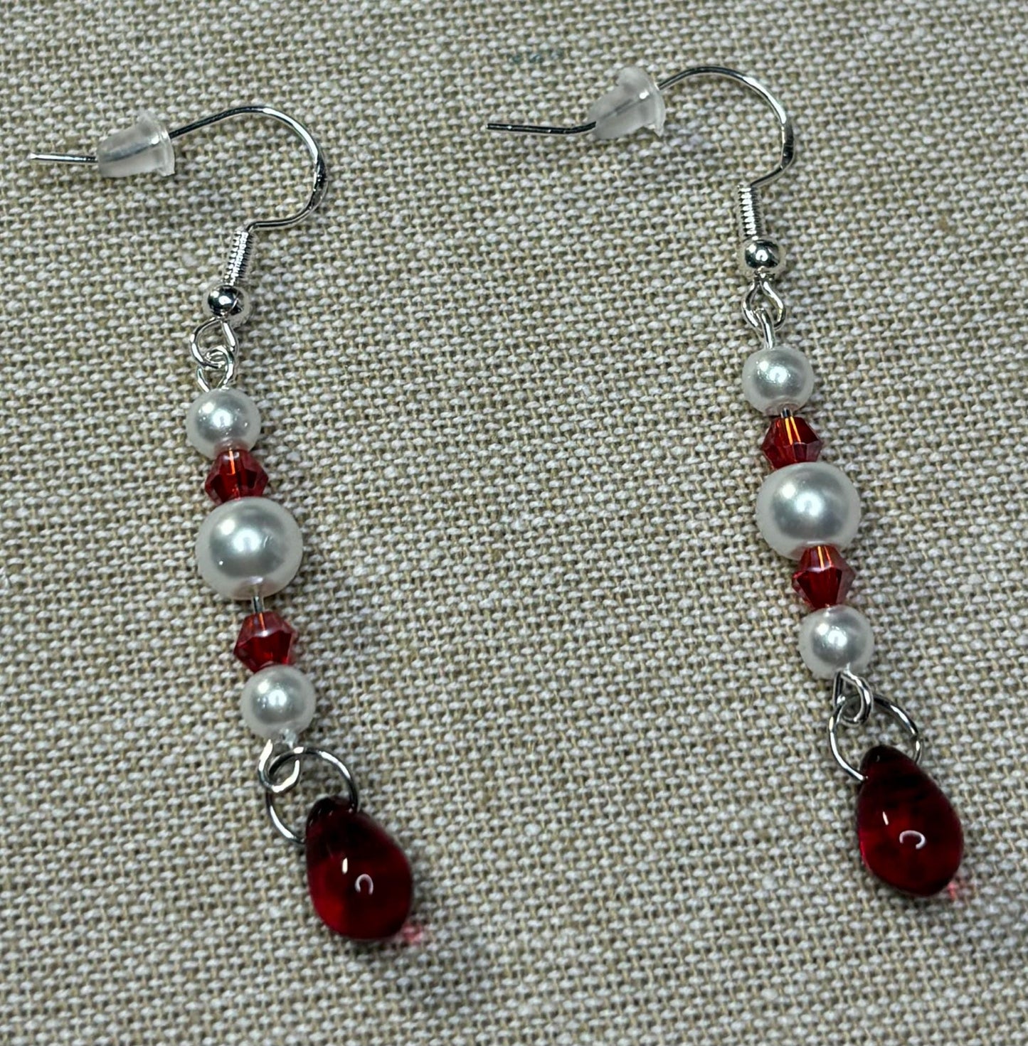 Elegant Red Pearl Dangle Earrings for Women - Chic Jewelry Gift