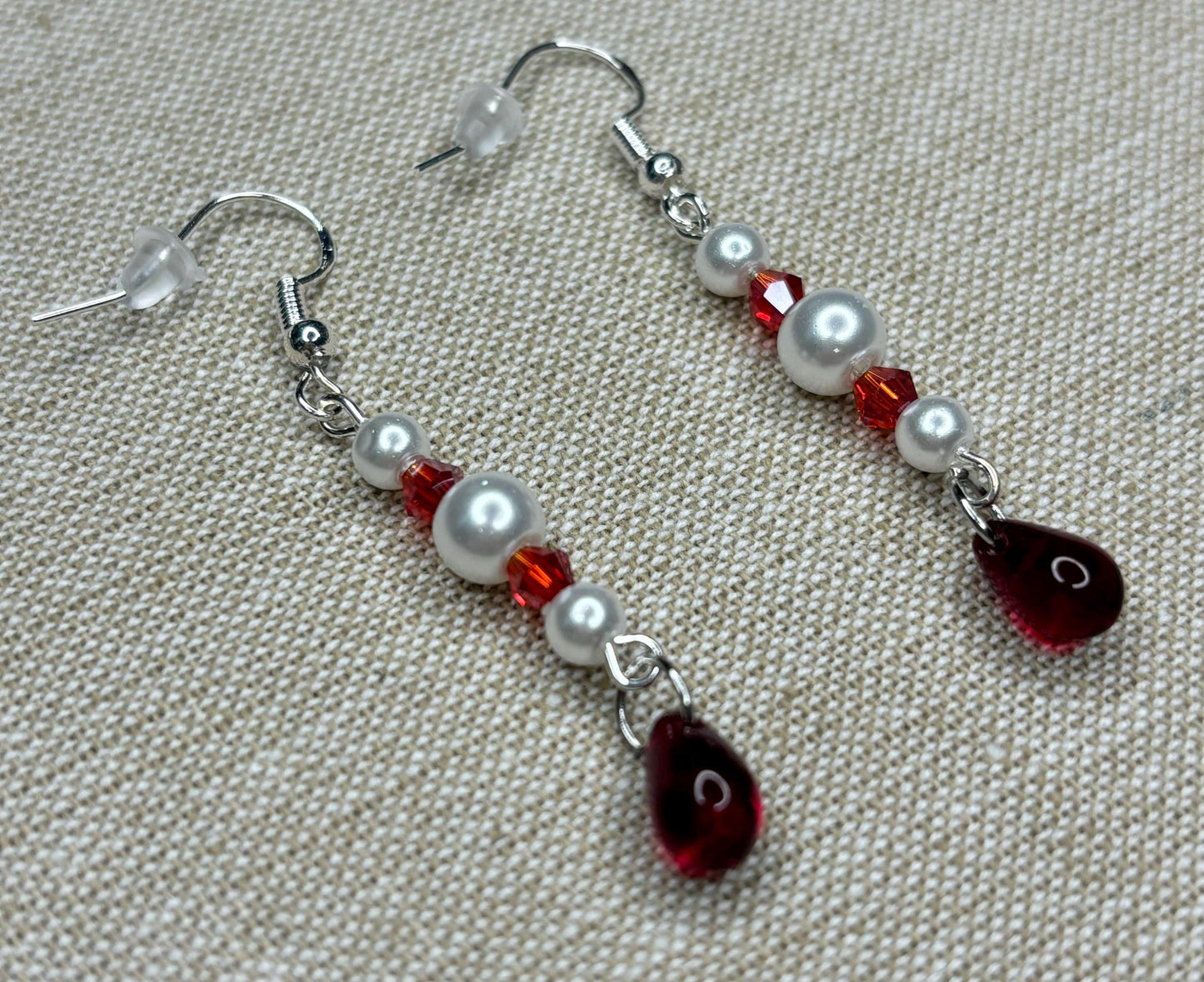 Elegant Red Pearl Dangle Earrings for Women - Chic Jewelry Gift