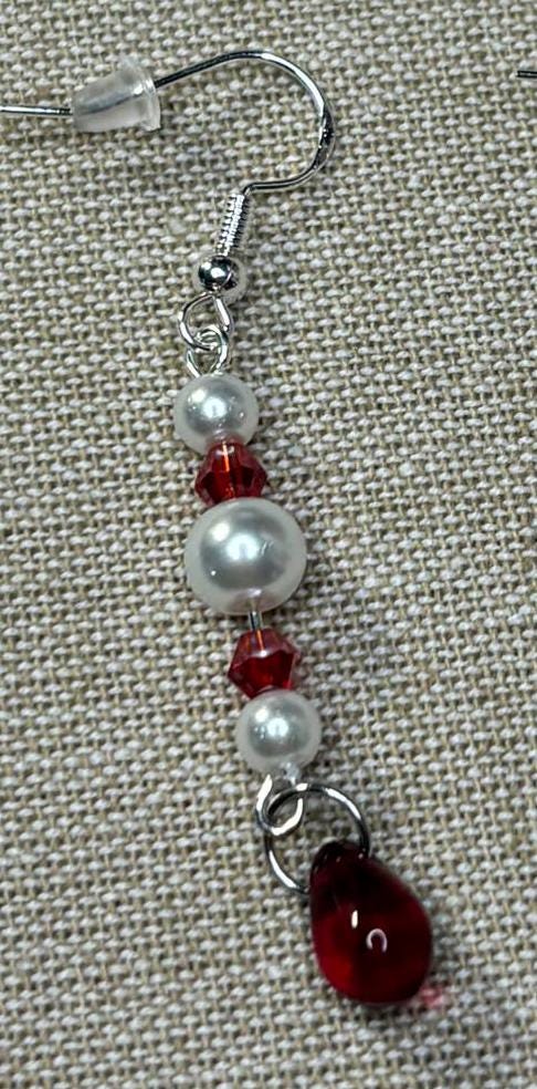 Elegant Red Pearl Dangle Earrings for Women - Chic Jewelry Gift