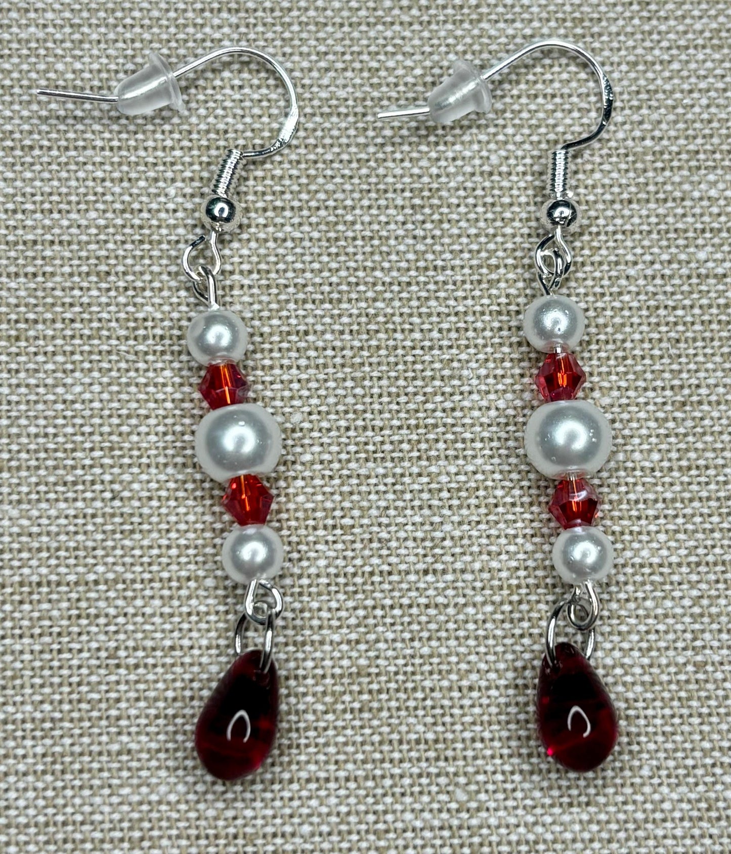 Elegant Red Pearl Dangle Earrings for Women - Chic Jewelry Gift